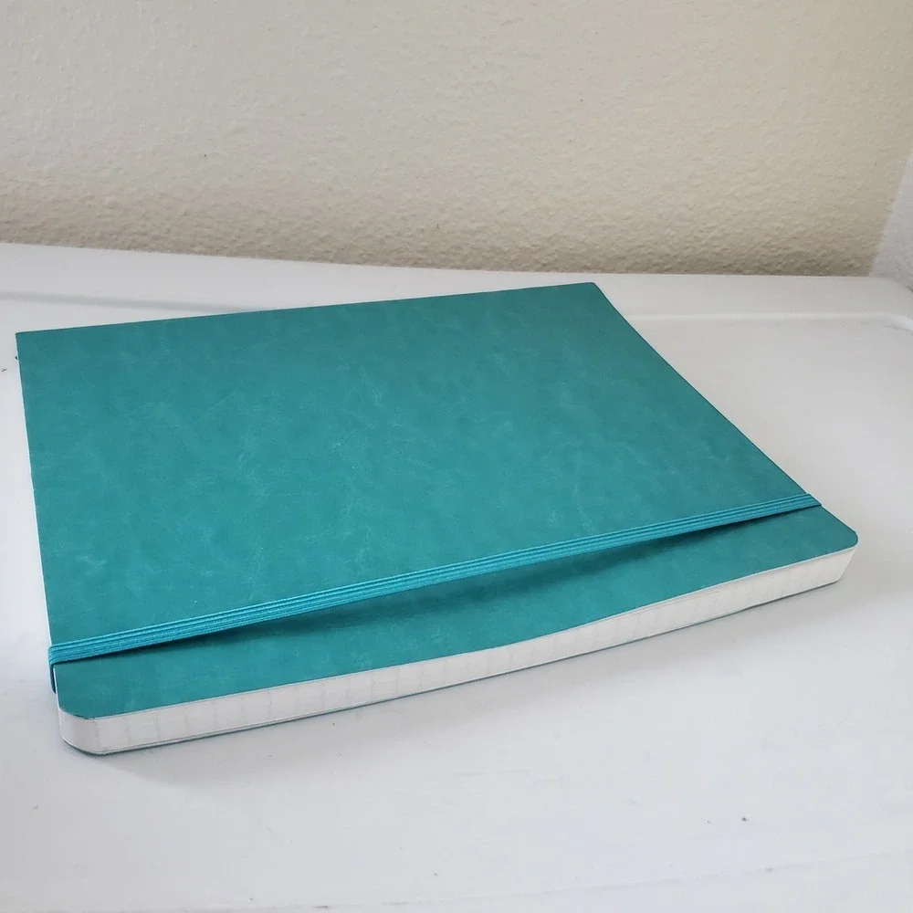 Paperage Lined Journal Notebook Teal Vegan Leather Hardcover 9.75 x 7.5